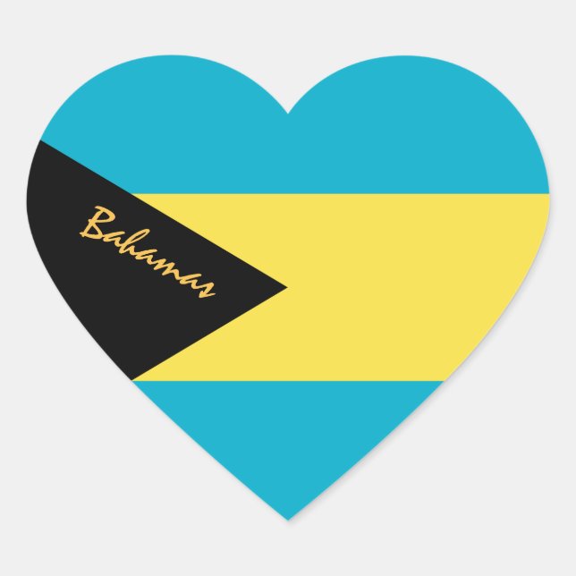 Pegatina del corazón de Bahamas, bandera patriótic (Anverso)