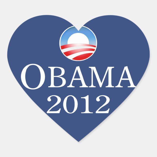 Pegatina del corazón de Barack Obama 2012 (Anverso)