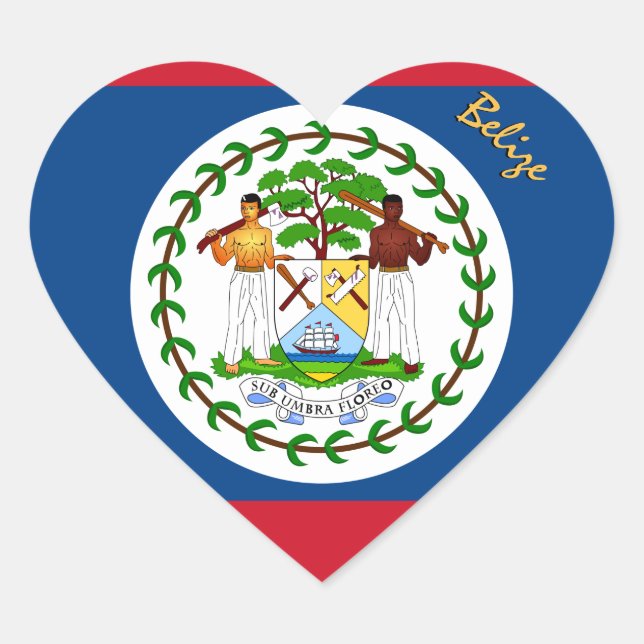 Pegatina del corazón de Belice, bandera patriótica (Anverso)