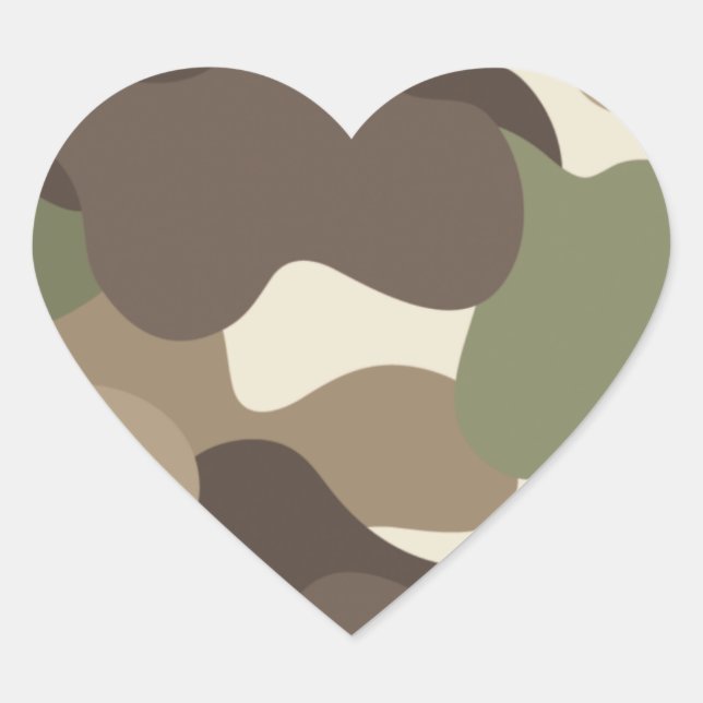 Pegatina del corazón de Camo del camuflaje (Anverso)