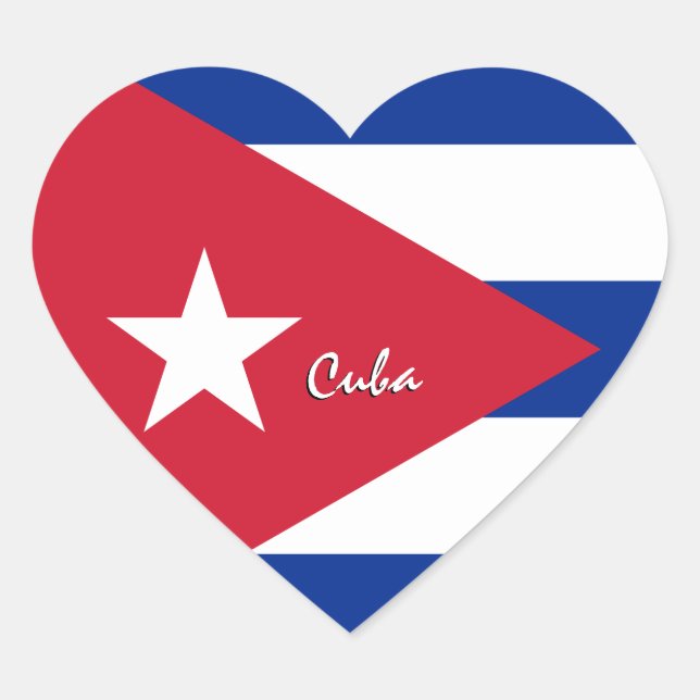 Pegatina del corazón de Cuba, bandera patriótica c (Anverso)