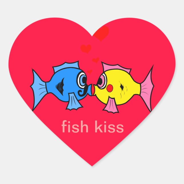 Pegatina del corazón de Fish Kiss (Anverso)