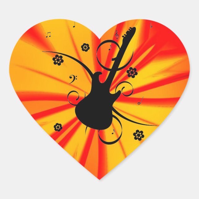 Pegatina del corazón de guitarra (Anverso)