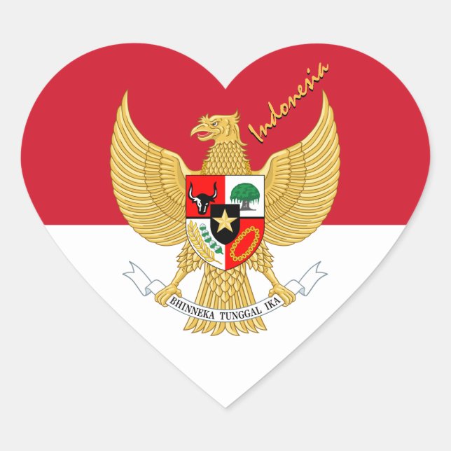 Pegatina del corazón de Indonesia, bandera indones (Anverso)
