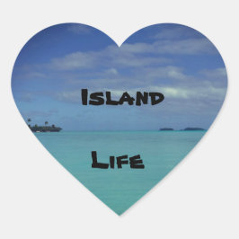 Pegatina del Corazón de Isla Tropical