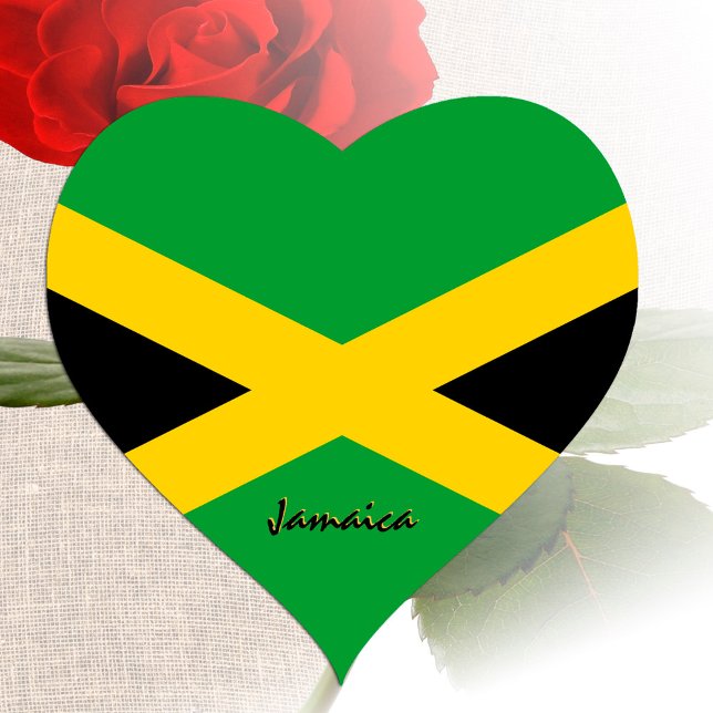 Pegatina del corazón de Jamaica, bandera patriótic (Subido por el creador)