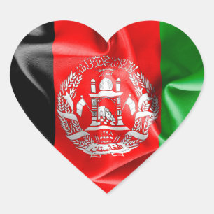 Pegatina del corazón de la bandera de Afganistán