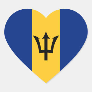 Pegatina del corazón de la bandera de Barbados