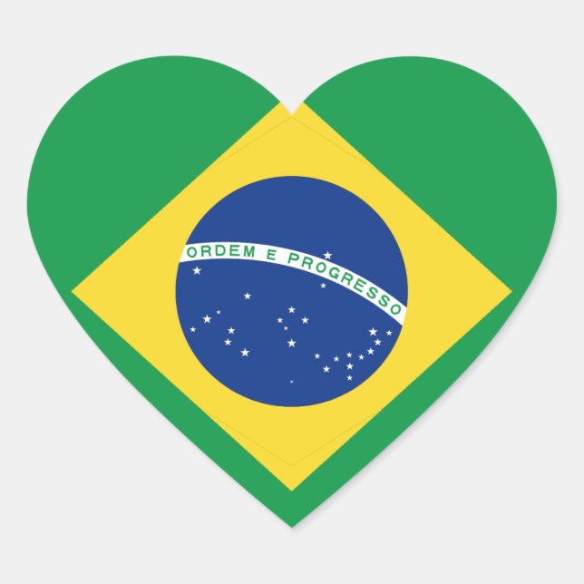Pegatina del corazón de la bandera de Brasil (Anverso)