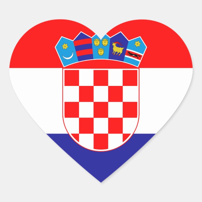 Pegatina del corazón de la bandera de Croacia (Anverso)