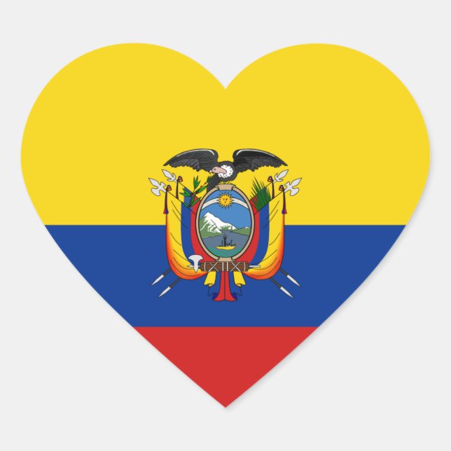 Pegatina del Corazón de la Bandera de Ecuador (Anverso)