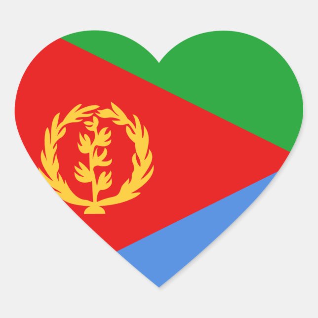 Pegatina del corazón de la bandera de Eritrea (Anverso)