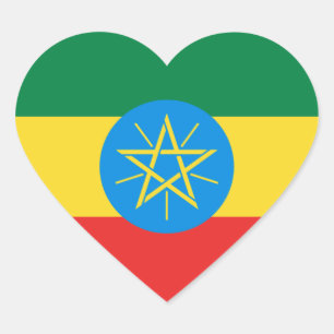 Pegatina del corazón de la bandera de Etiopía