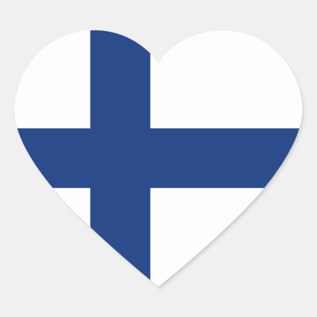 Pegatina del corazón de la bandera de Finlandia (Anverso)