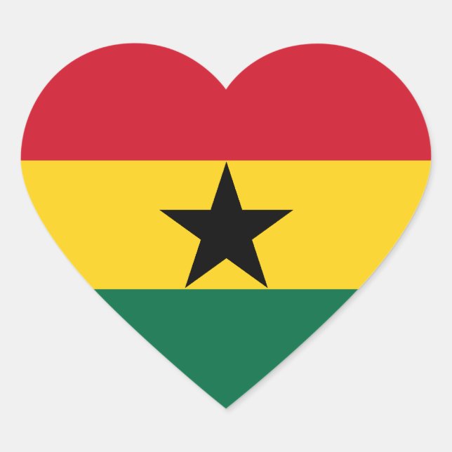 Pegatina del corazón de la bandera de Ghana (Anverso)