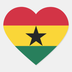 Pegatina del corazón de la bandera de Ghana