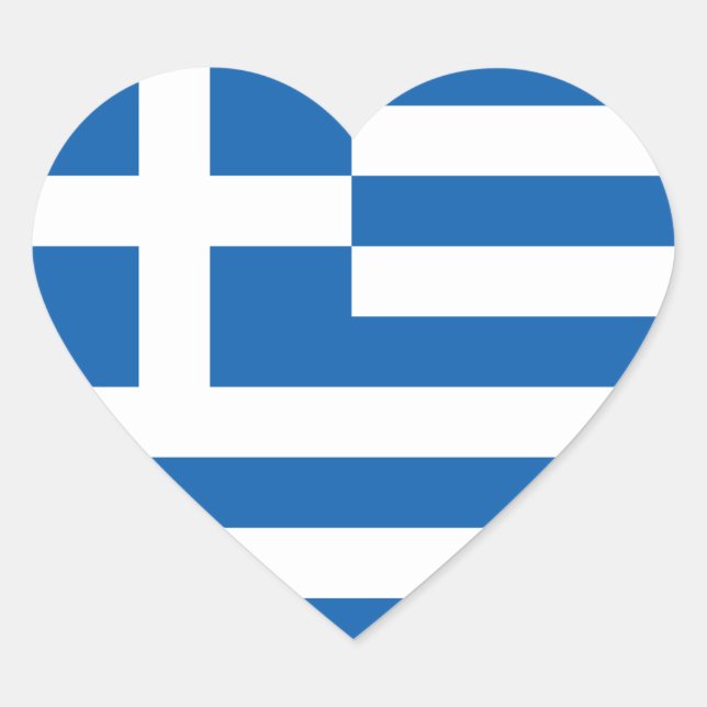 Pegatina del corazón de la bandera de Grecia (Anverso)