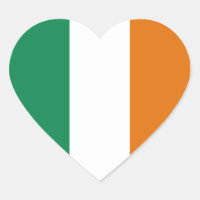 Pegatina del corazón de la bandera de Irlanda