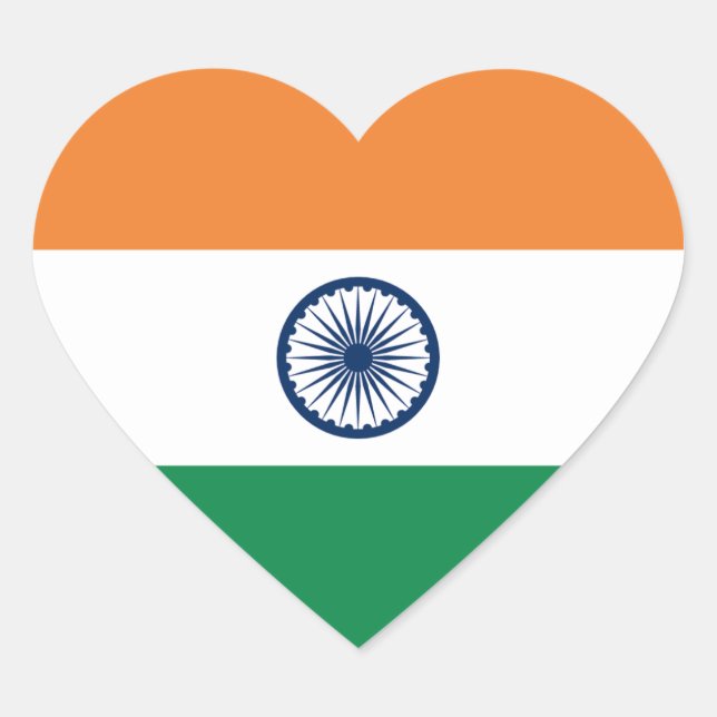 Pegatina del corazón de la bandera de la India (Anverso)