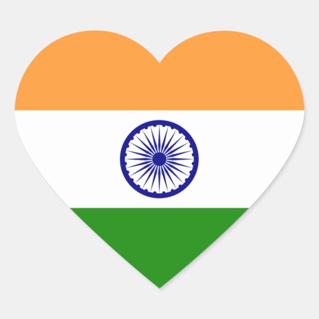 Pegatina del corazón de la bandera de la India (Anverso)
