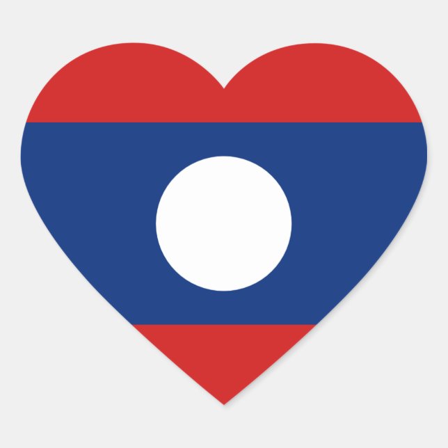 Pegatina del corazón de la bandera de Laos (Anverso)