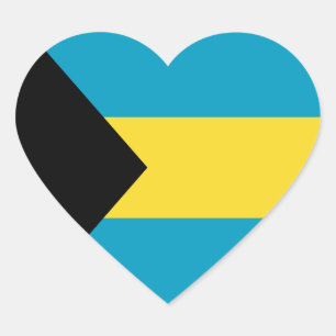Pegatina del corazón de la bandera de las Bahamas