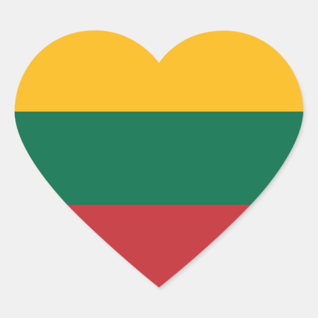 Pegatina del corazón de la bandera de Lituania (Anverso)