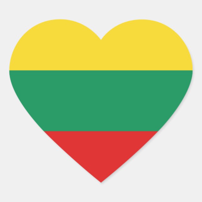 Pegatina del corazón de la bandera de Lituania (Anverso)