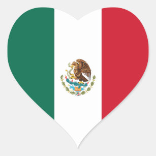 Pegatina del corazón de la bandera de México