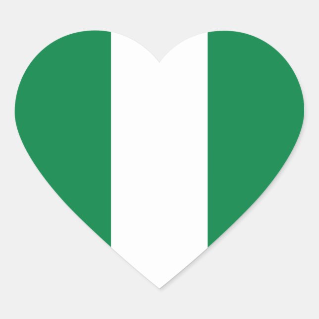 Pegatina del corazón de la bandera de Nigeria (Anverso)