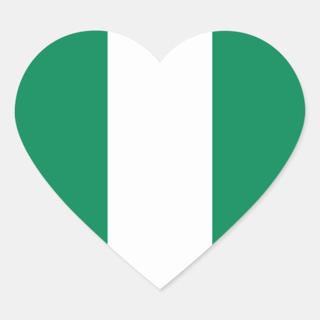 Pegatina del corazón de la bandera de Nigeria (Anverso)