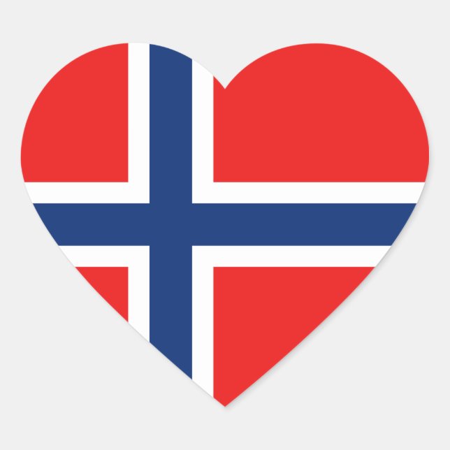 Pegatina del corazón de la bandera de Noruega (Anverso)