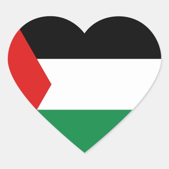 Pegatina del corazón de la bandera de Palestina (Anverso)