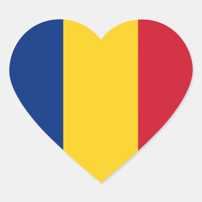 Pegatina del corazón de la bandera de Rumania (Anverso)