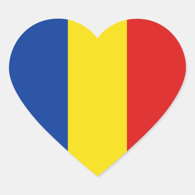 Pegatina del corazón de la bandera de Rumania (Anverso)