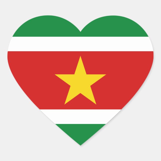Pegatina del corazón de la bandera de Surinam (Anverso)