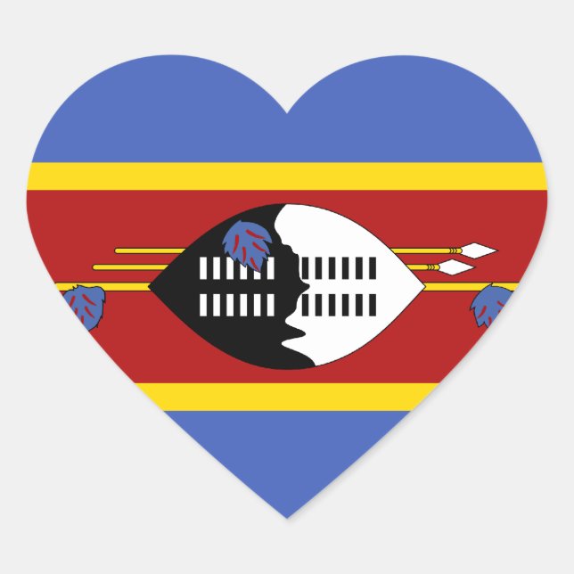 Pegatina del corazón de la bandera de Swazilandia (Anverso)