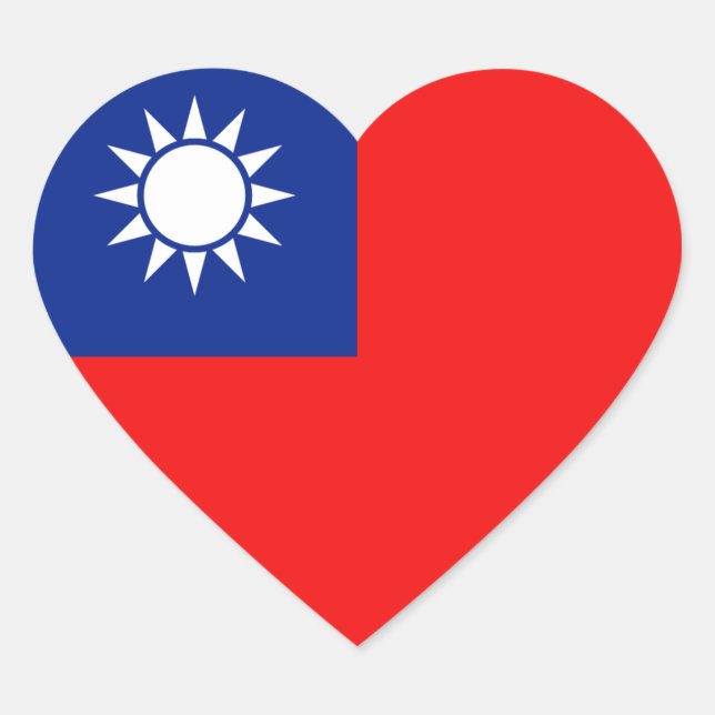 Pegatina del corazón de la bandera de Taiwán (Anverso)