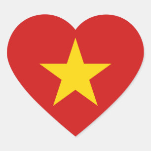 Pegatina del corazón de la bandera de Vietnam