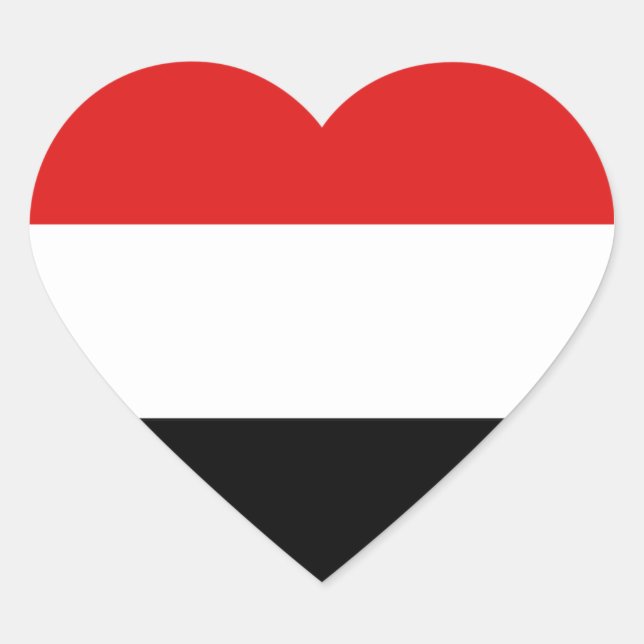 Pegatina del corazón de la bandera de Yemen (Anverso)