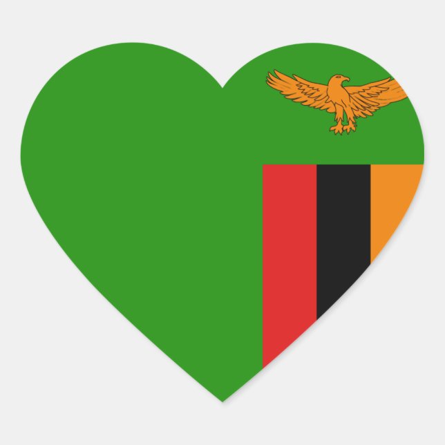 Pegatina del Corazón de la Bandera de Zambia (Anverso)