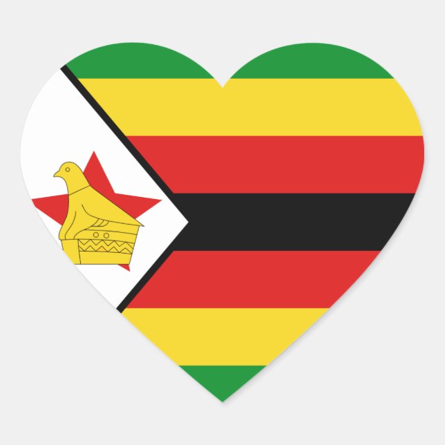 Pegatina del corazón de la bandera de Zimbabue (Anverso)