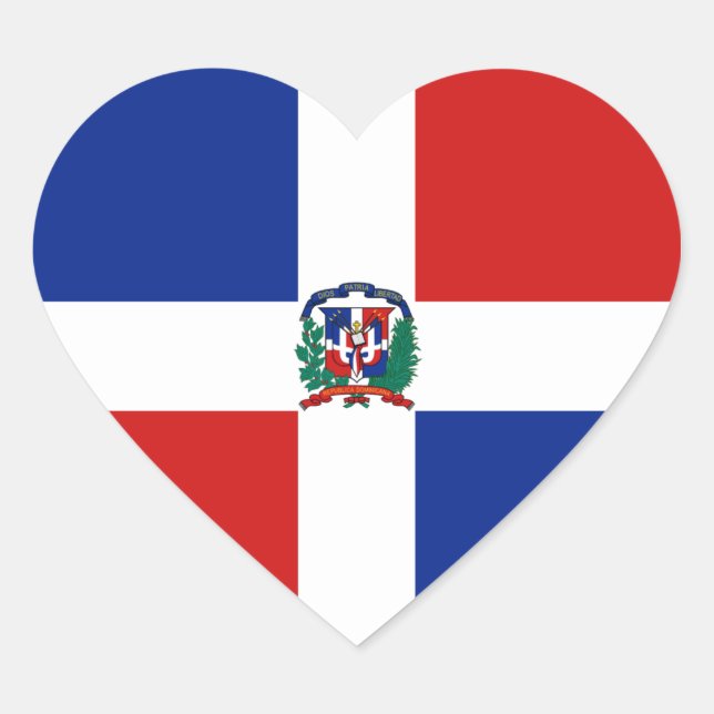 Pegatina del corazón de la bandera dominicana (Anverso)
