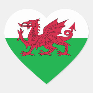 Pegatina del corazón de la bandera galesa