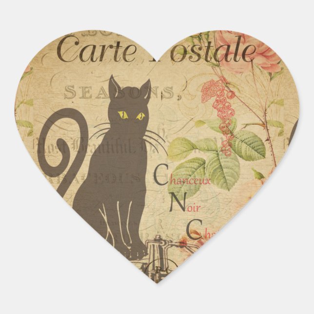 Pegatina del corazón de la postal francesa (Anverso)