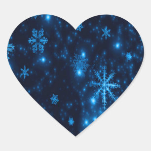 Pegatina del corazón de las copas de nieve azul y 