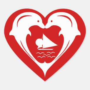 Pegatina del corazón de los delfines