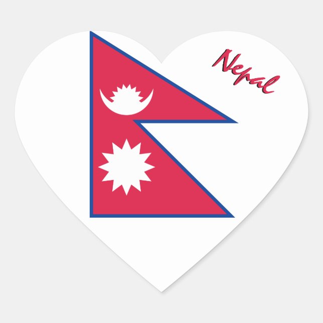 Pegatina del corazón de Nepal, bandera patriótica  (Anverso)