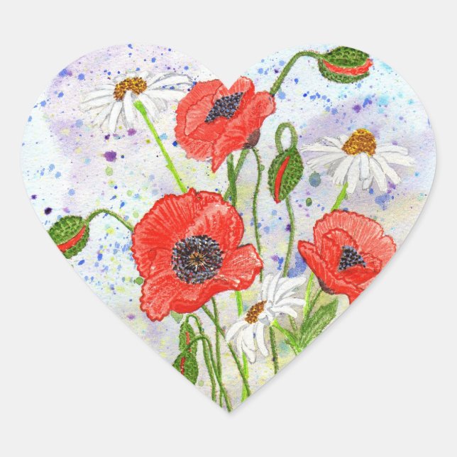 pegatina del corazón de 'Poppies' (Anverso)