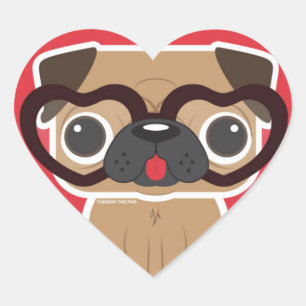Pegatina del corazón de Pug
